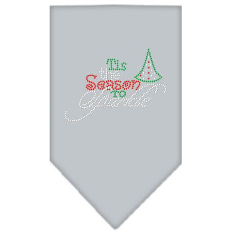 Tis The Season To Sparkle Rhinestone Bandana Grey Large