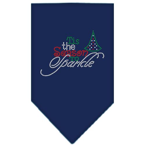 Tis The Season To Sparkle Rhinestone Bandana Navy Blue Large