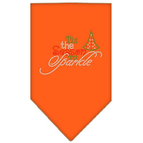 Tis The Season To Sparkle Rhinestone Bandana Orange Large