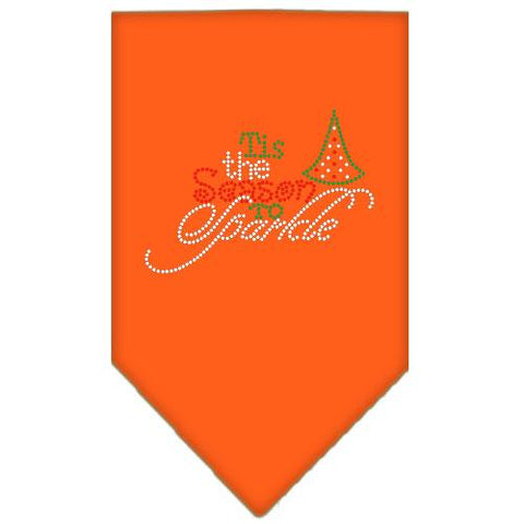 Tis The Season To Sparkle Rhinestone Bandana Orange Large