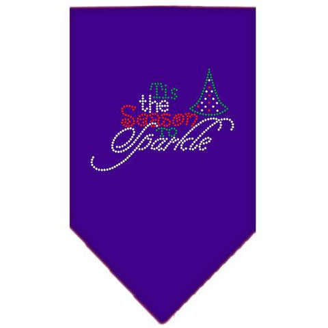 Tis The Season To Sparkle Rhinestone Bandana Purple Large