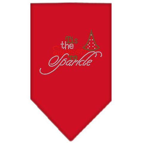 Tis The Season To Sparkle Rhinestone Bandana Red Large