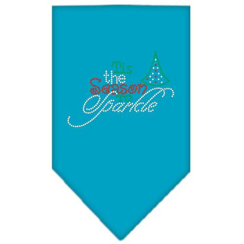 Tis The Season To Sparkle Rhinestone Bandana Turquoise Large