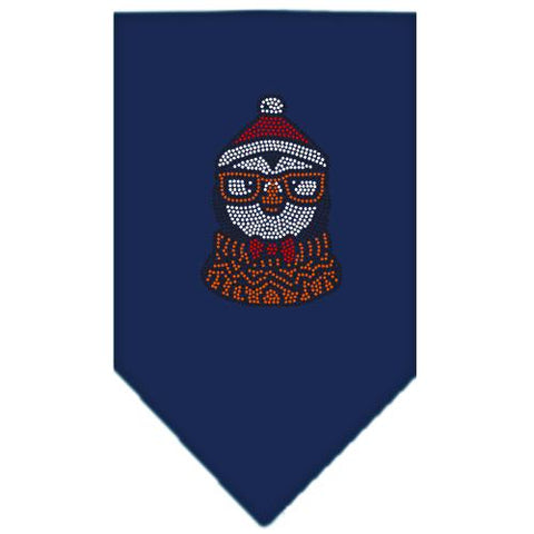 Hipster Penguin Rhinestone Bandana Navy Blue Large