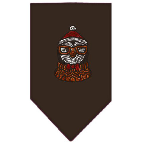 Hipster Penguin Rhinestone Bandana Brown Small