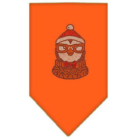 Hipster Penguin Rhinestone Bandana Orange Small