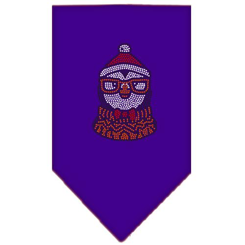 Hipster Penguin Rhinestone Bandana Purple Small