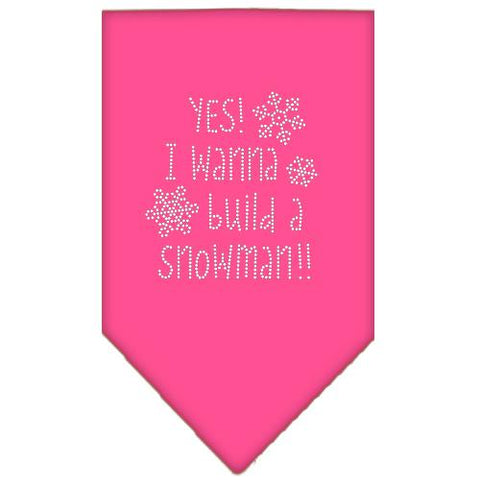 Yes! I Want To Build A Snowman Rhinestone Bandana Bright Pink Large