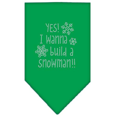 Yes! I Want To Build A Snowman Rhinestone Bandana Emerald Green Large