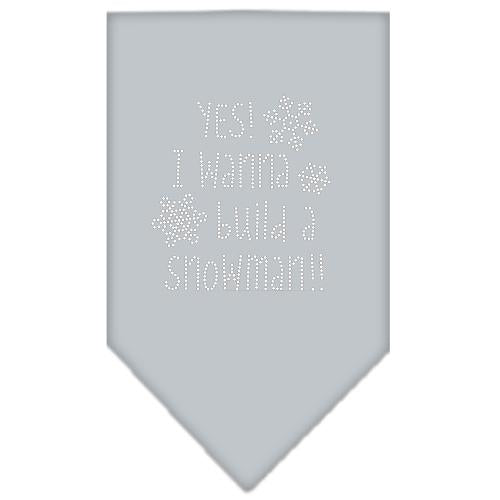 Yes! I Want To Build A Snowman Rhinestone Bandana Grey Large