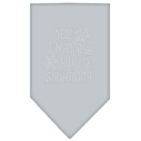 Yes! I Want To Build A Snowman Rhinestone Bandana Grey Large