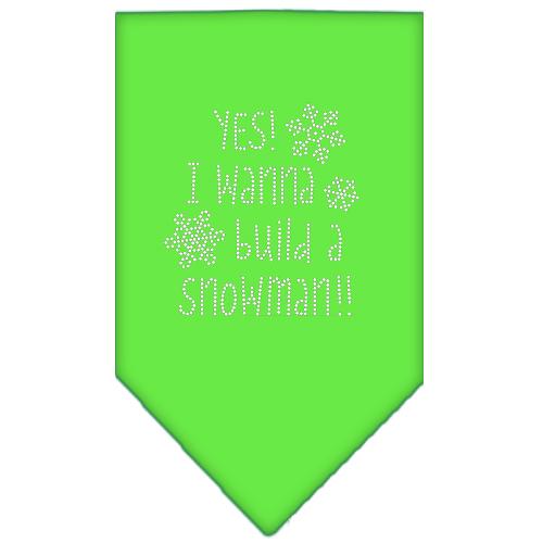 Yes! I Want To Build A Snowman Rhinestone Bandana Lime Green Large