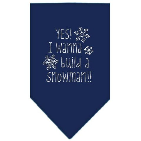 Yes! I Want To Build A Snowman Rhinestone Bandana Navy Blue Large