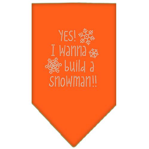 Yes! I Want To Build A Snowman Rhinestone Bandana Orange Large