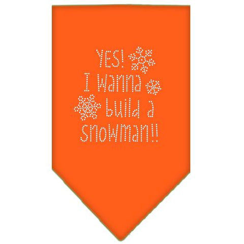 Yes! I Want To Build A Snowman Rhinestone Bandana Orange Large