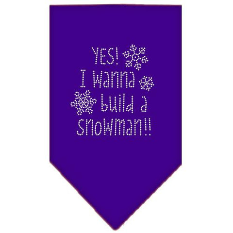 Yes! I Want To Build A Snowman Rhinestone Bandana Purple Large