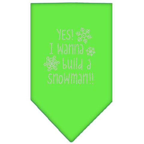 Yes! I Want To Build A Snowman Rhinestone Bandana Lime Green Small