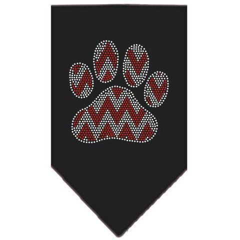 Candy Cane Chevron Paw Rhinestone Bandana Black Large