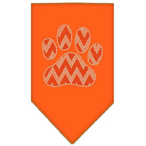 Candy Cane Chevron Paw Rhinestone Bandana Orange Small