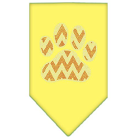 Candy Cane Chevron Paw Rhinestone Bandana Yellow Small