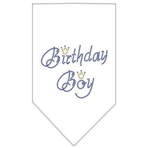 Birthday Boy Rhinestone Bandana White Large