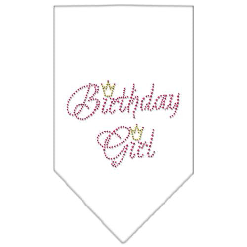 Birthday Girl Rhinestone Bandana White Large