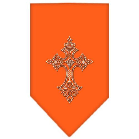 Cross Rhinestone Bandana Orange Large