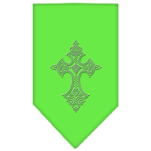 Cross Rhinestone Bandana Lime Green Small