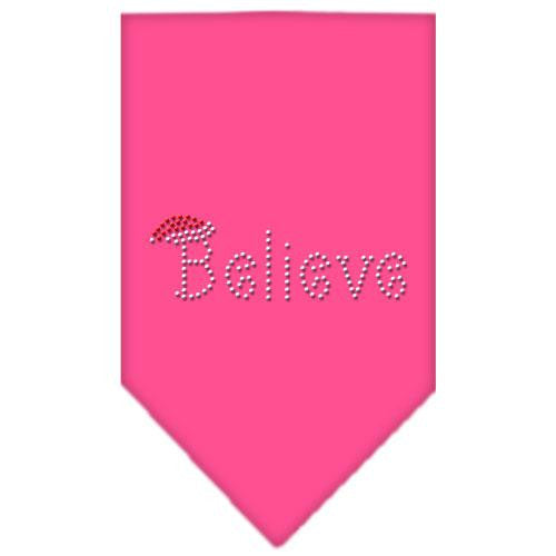 Believe Rhinestone Bandana Bright Pink Large