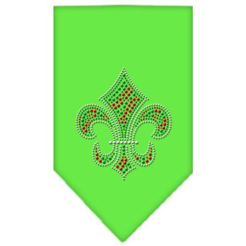 Christmas Fleur De Lis Rhinestone Bandana Lime Green Large