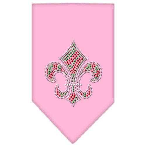 Christmas Fleur De Lis Rhinestone Bandana Light Pink Small