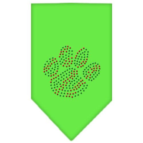 Christmas Paw Rhinestone Bandana Lime Green Small