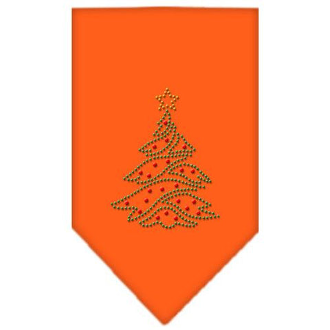 Christmas Tree Rhinestone Bandana Orange Small