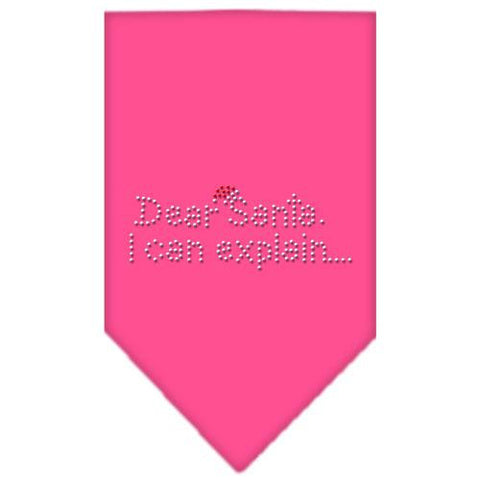 Dear Santa Rhinestone Bandana Bright Pink Small