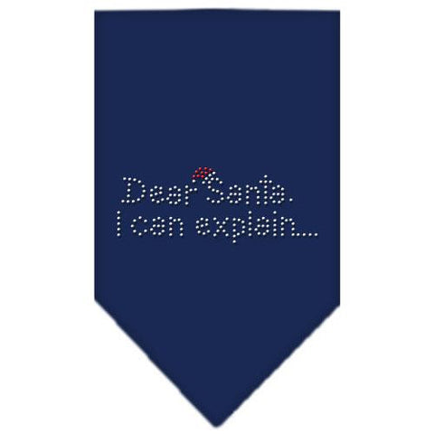 Dear Santa Rhinestone Bandana Navy Blue Small