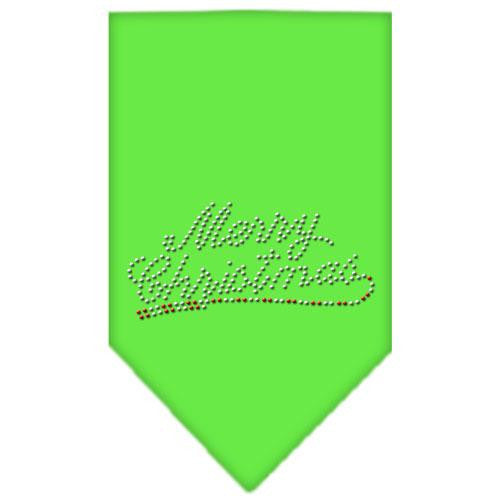 Merry Christmas Rhinestone Bandana Lime Green Large