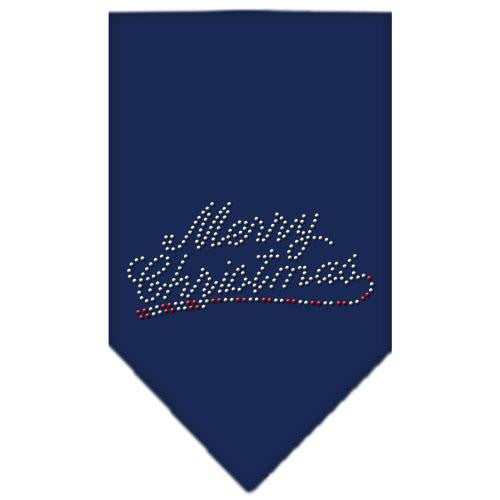 Merry Christmas Rhinestone Bandana Navy Blue large