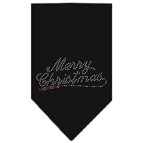 Merry Christmas Rhinestone Bandana Black Small