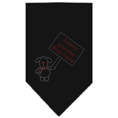 Santa Please Stop here Rhinestone Bandana Black Large