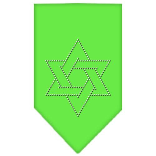 Star Of David Rhinestone Bandana Lime Green Small