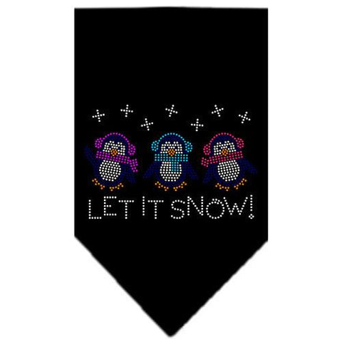 Let It Snow Penguins Rhinestone Bandana Black Large