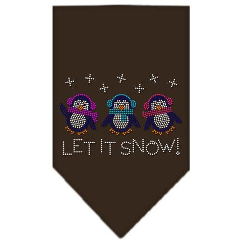 Let It Snow Penguins Rhinestone Bandana Cocoa Large