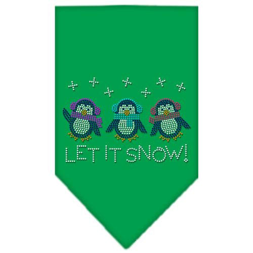 Let It Snow Penguins Rhinestone Bandana Emerald Green Large