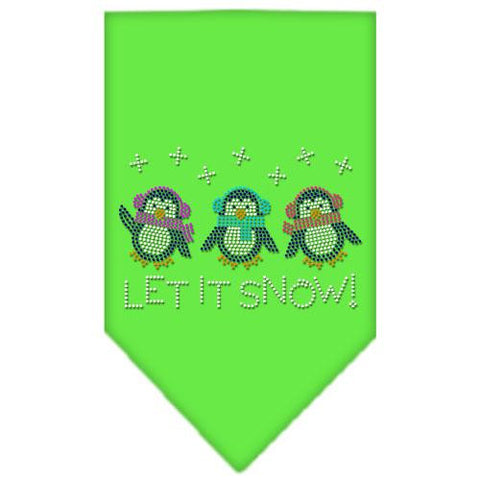 Let It Snow Penguins Rhinestone Bandana Lime Green Small