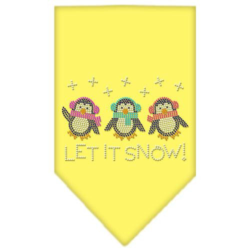 Let It Snow Penguins Rhinestone Bandana Yellow Small