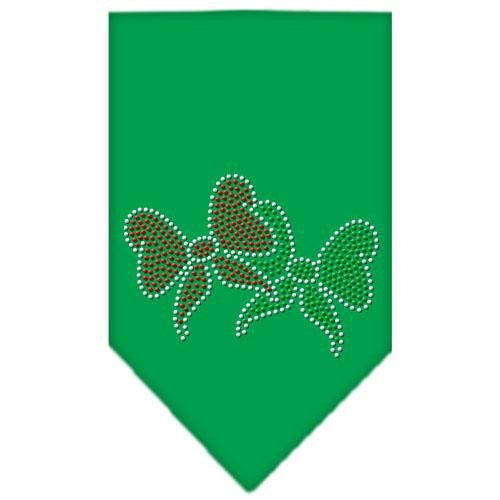 Christmas Bows Rhinestone Bandana Emerald Green Small