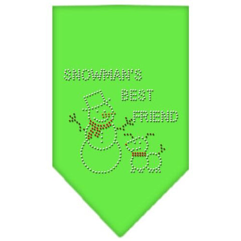 Snowman's Best Friend Rhinestone Bandana Lime Green Small