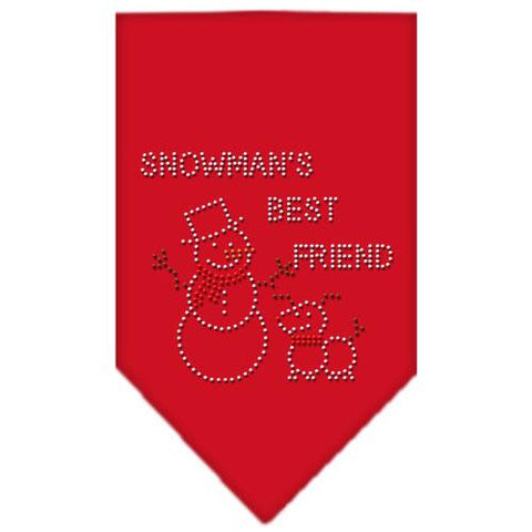 Snowman's Best Friend Rhinestone Bandana Red Small