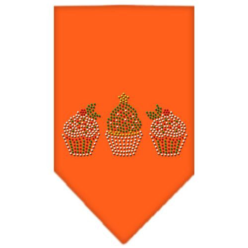 Christmas Cupcakes Rhinestone Bandana Orange Large