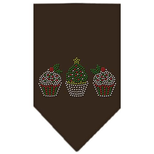 Christmas Cupcakes Rhinestone Bandana Cocoa Small